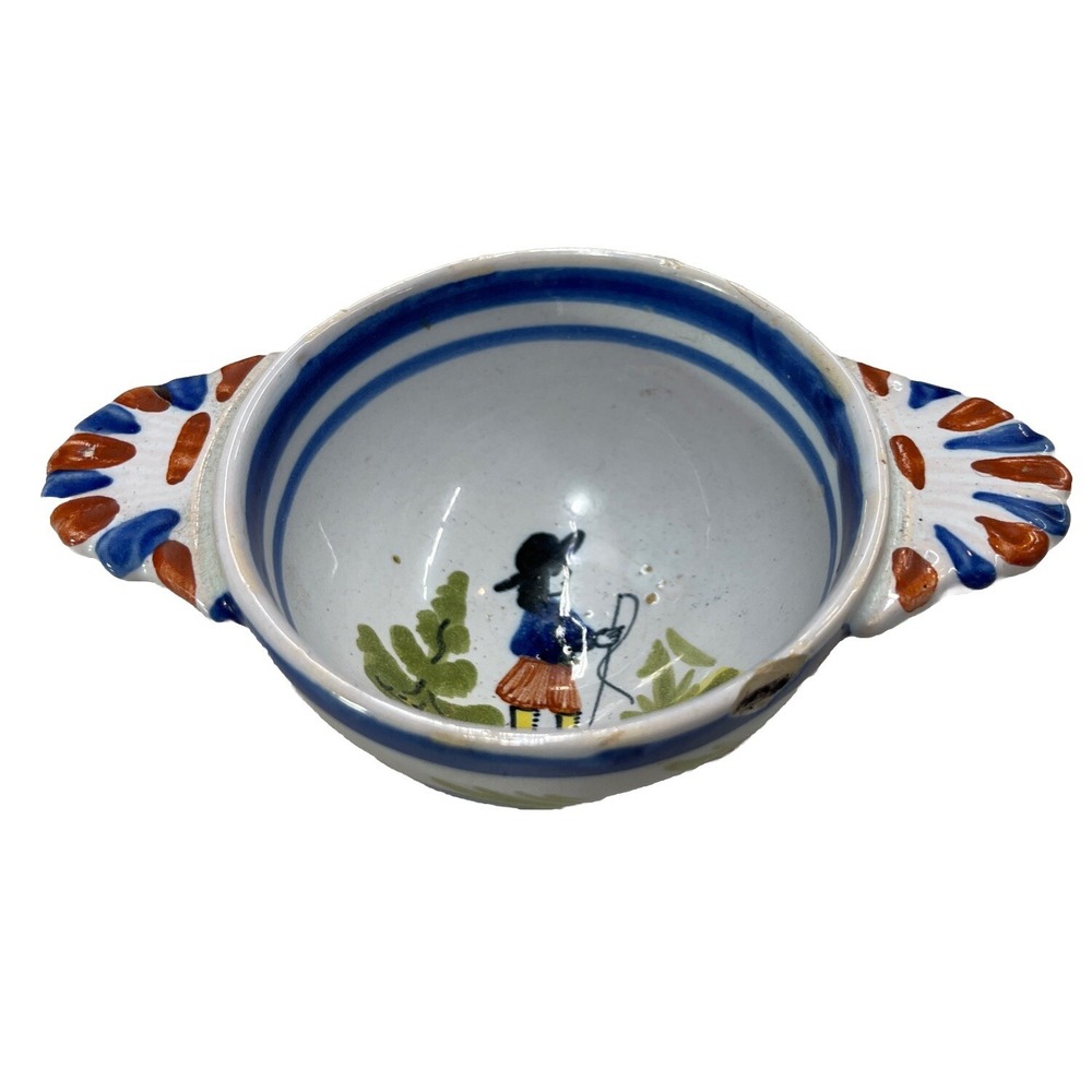 Breton Eared Lug Bowl with a Man‎  Henriot , Quimper